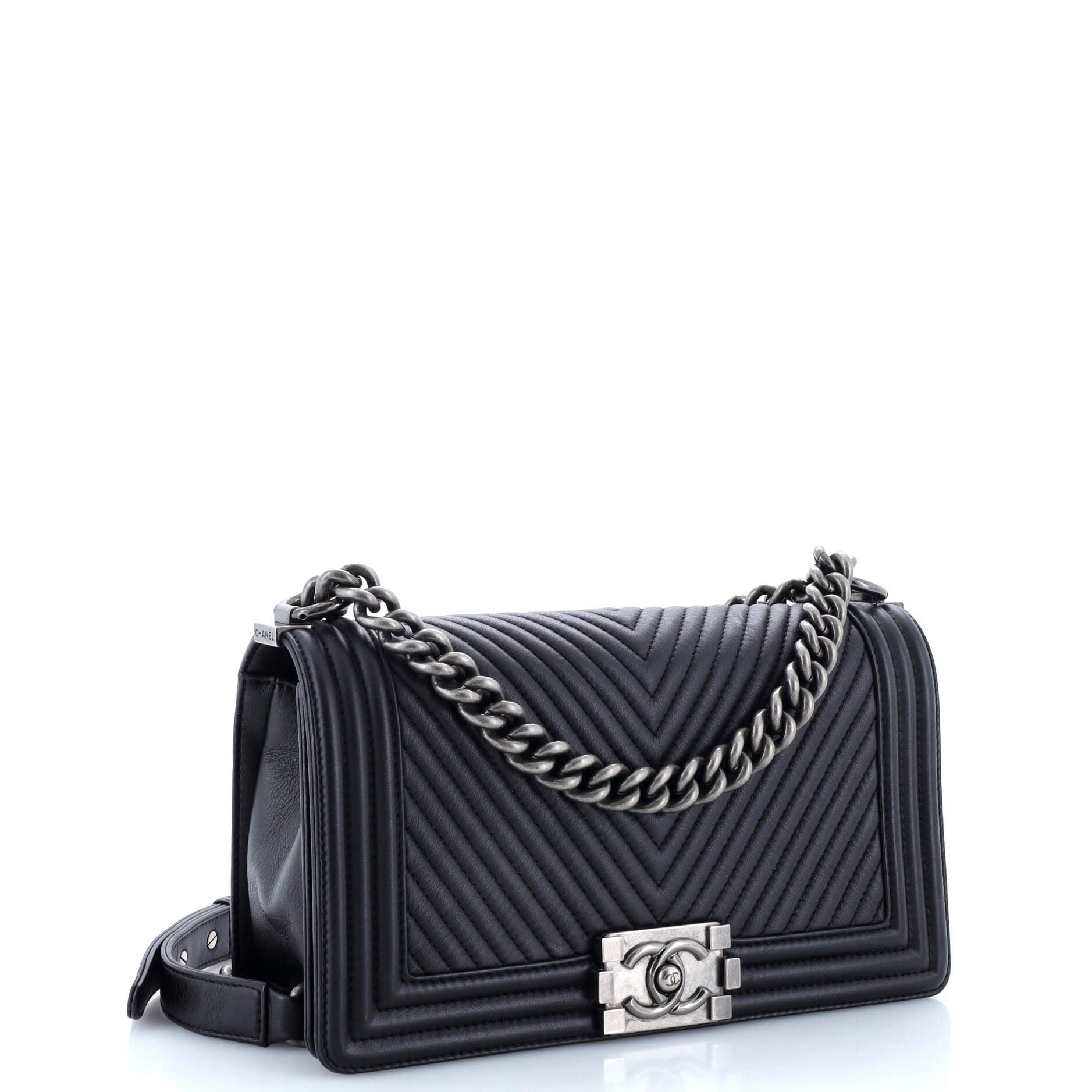 Chanel Boy Flap Bag Chevron Lambskin Old Medium