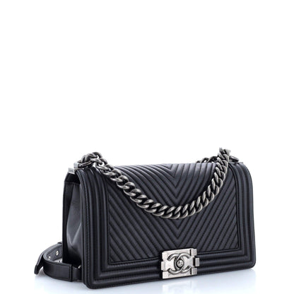 Chanel Boy Flap Bag Chevron Lambskin Old Medium