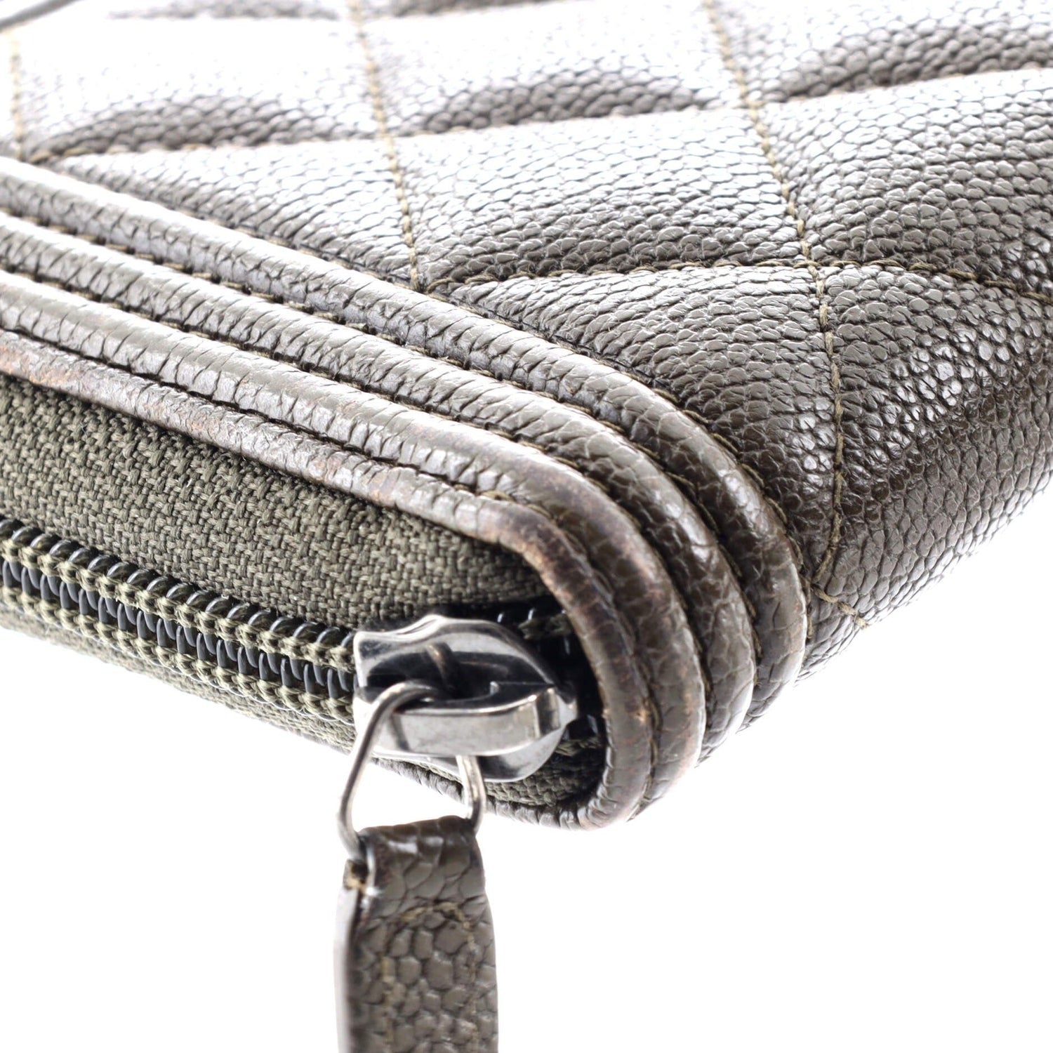 Chanel Boy Zip Around Wallet Quilted Caviar Long