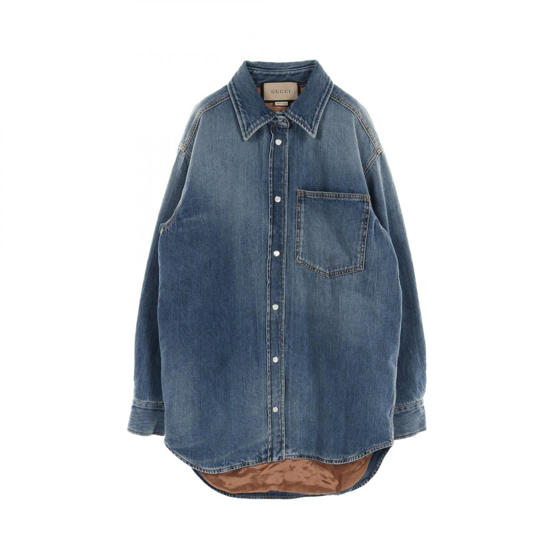 Gucci Washed Organic Denim Shirt Denim Jacket Blue Other Cotton 772882