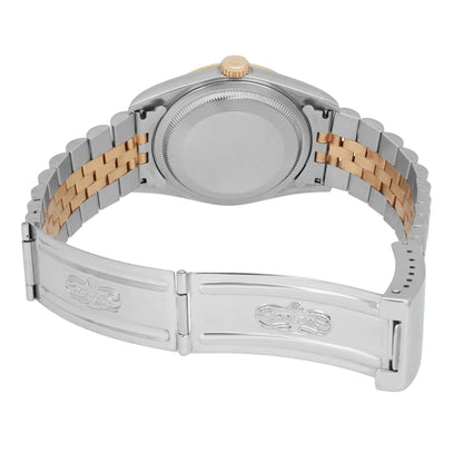 Rolex Datejust 36mm No Hole 18K Gold Steel Champagne Diamond Dial Watch 16233