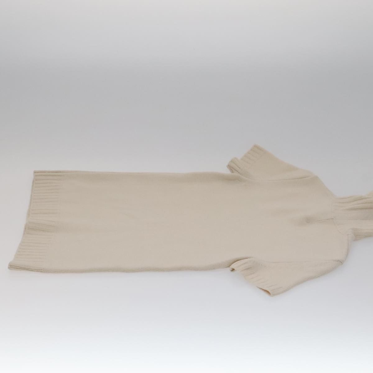 Chanel Turtleneck Wool Beige Cc Auth