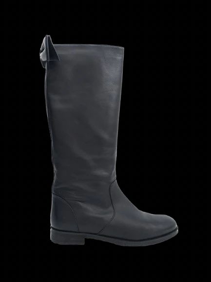 Excellent Red Valentino Black Leather Tall Boots Size 40 with Bow