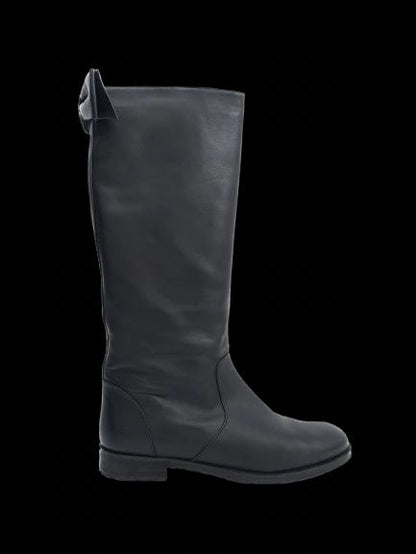 Excellent Red Valentino Black Leather Tall Boots Size 40 with Bow