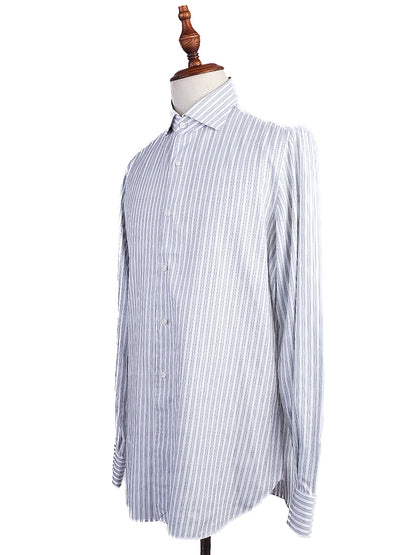 Excellent Isaia Striped Long-Sleeve Shirt Size L Cotton Blend