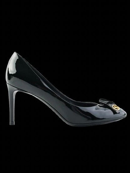 Excellent Louis Vuitton Black Patent Leather High-Heeled Shoes with Bow