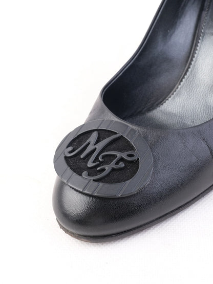 Excellent Marino Fabiani Black Leather High Heel Shoes Size 36