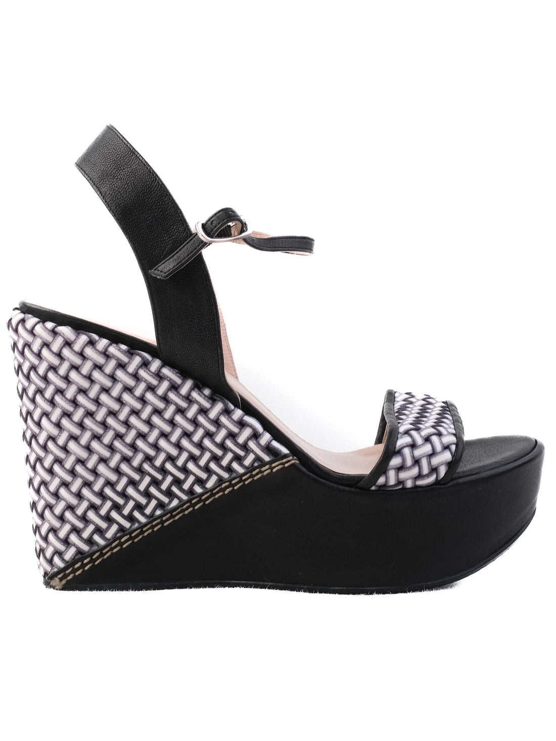 Excellent Stuart Weitzman Wedge Sandals Leather Size 37 Combined Color