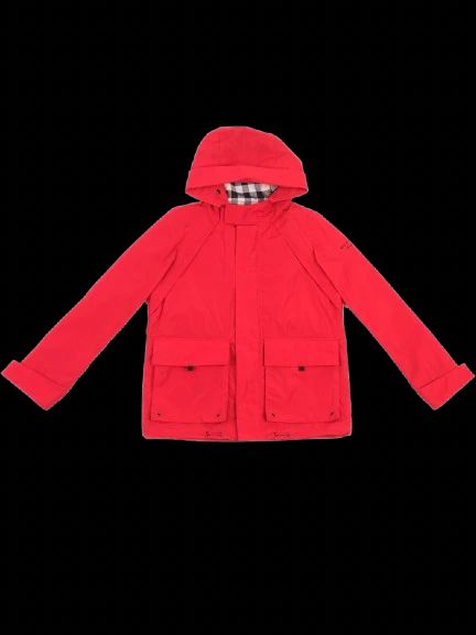 Excellent Burberry Red Hooded Jacket for Kids Size 10