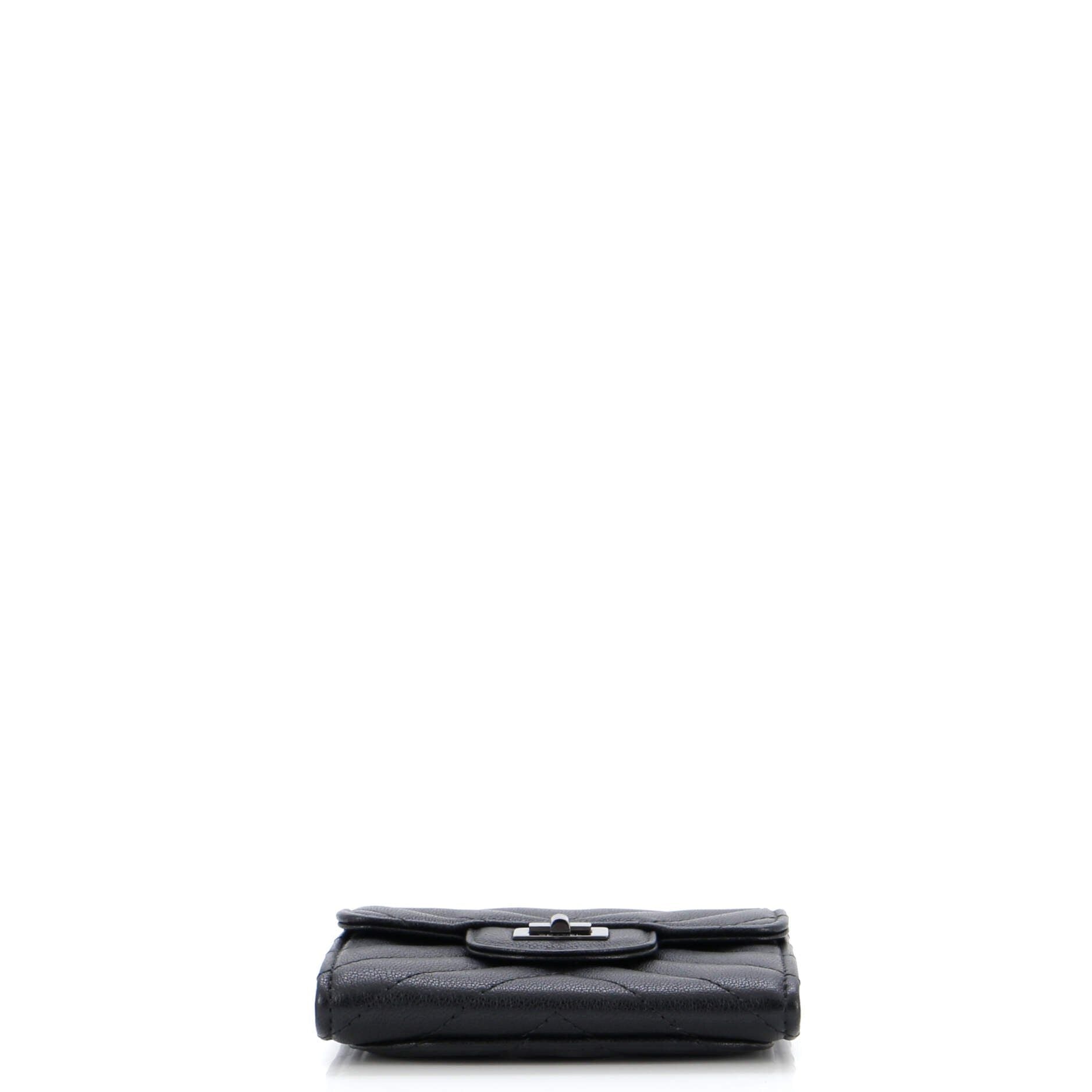 Chanel So Black Reissue Compact Wallet Chevron Aged Calfskin