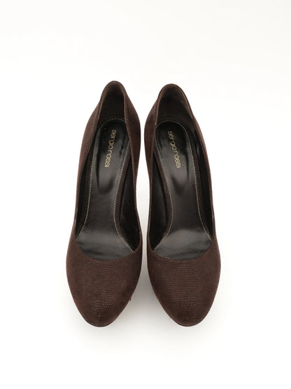 Excellent Sergio Rossi Orange Leather Heels Size 40.5