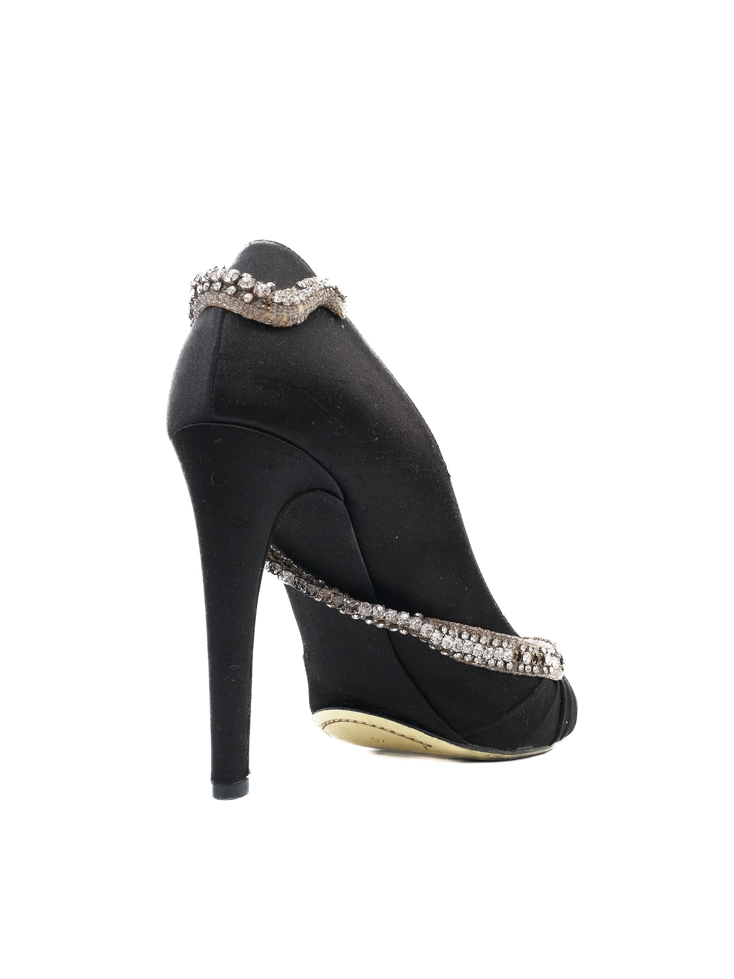 Excellent Valentino Black High-Heeled Shoe Size 40 with Embellishments