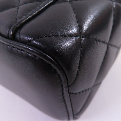 Chanel Black Sheepskin Leather Mini Vanity Case Shoulder Bag Lambskin (sheep Leather)