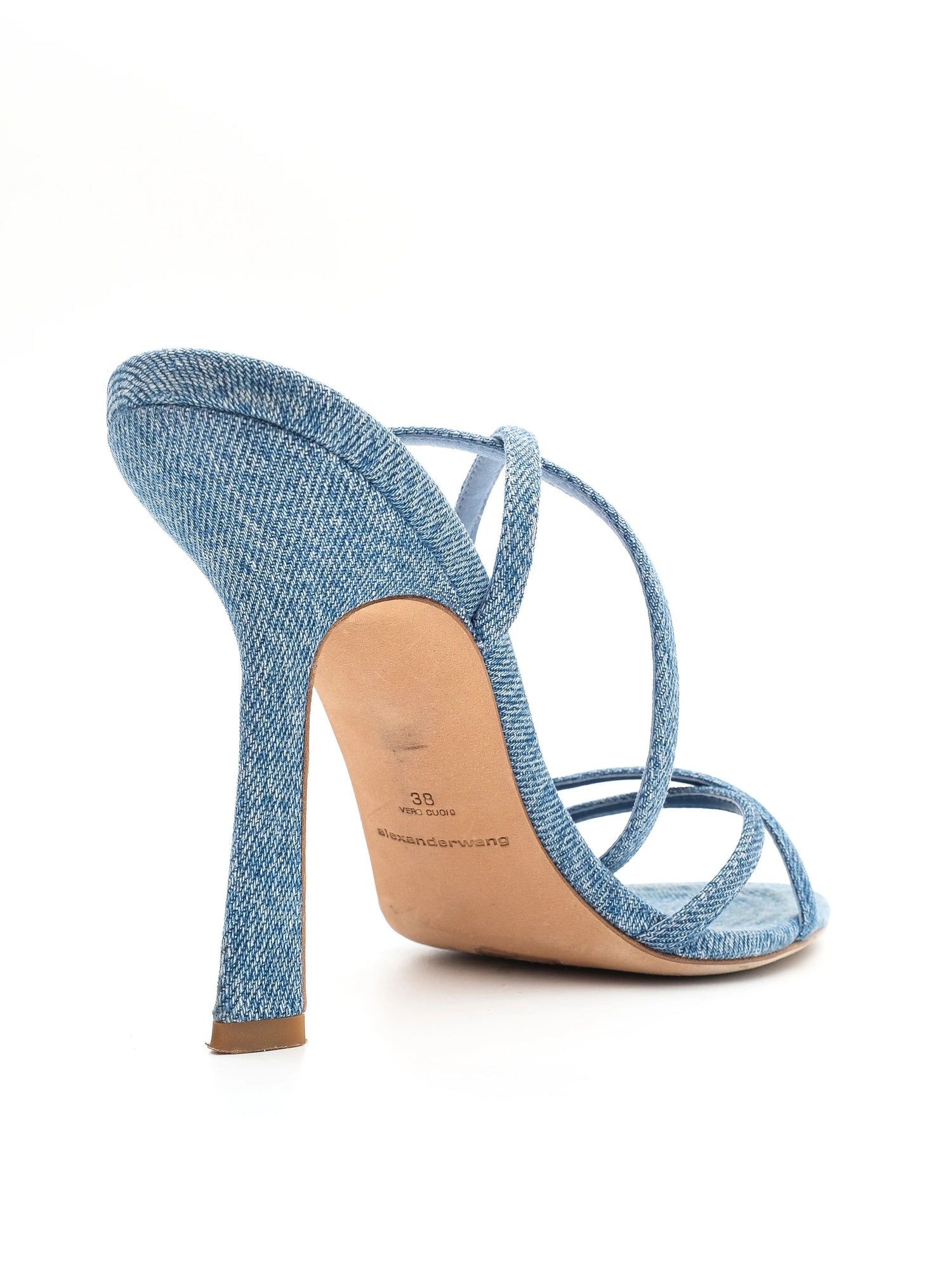 Excellent Alexander Wang Blue Leather High-Heeled Sandals Size 38