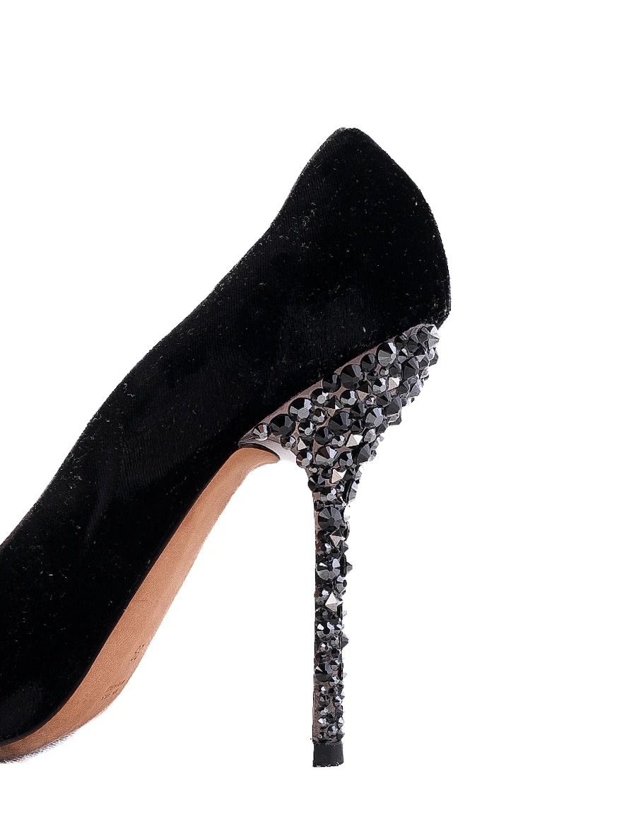 Excellent Ballin Black Genuine Suede High-Heeled Shoes