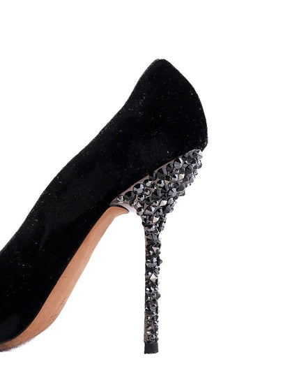 Excellent Ballin Black Genuine Suede High-Heeled Shoes