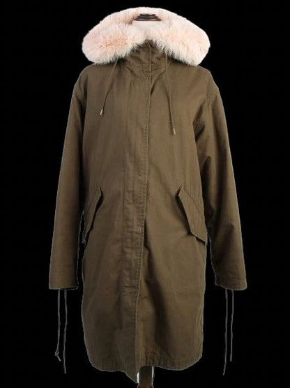 Excellent Yves Salamon Green Polyester WomenÕs Parka Coat Size XS