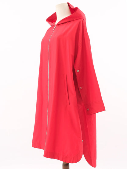 Excellent Max Mara Red Hooded Coat Size S Polyester