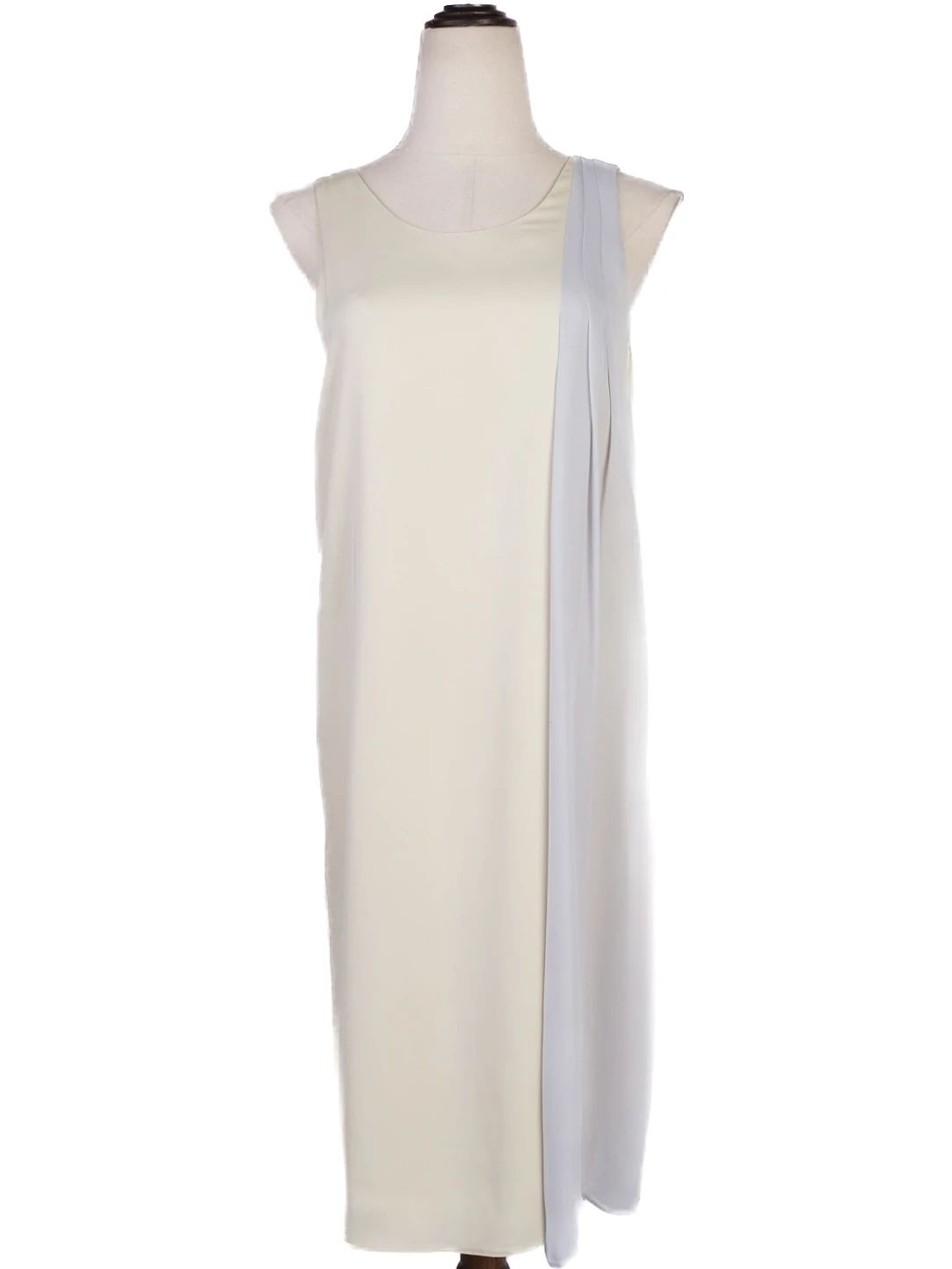 Excellent Emporio Armani Beige Sleeveless Dress Size L V-Neck Detail