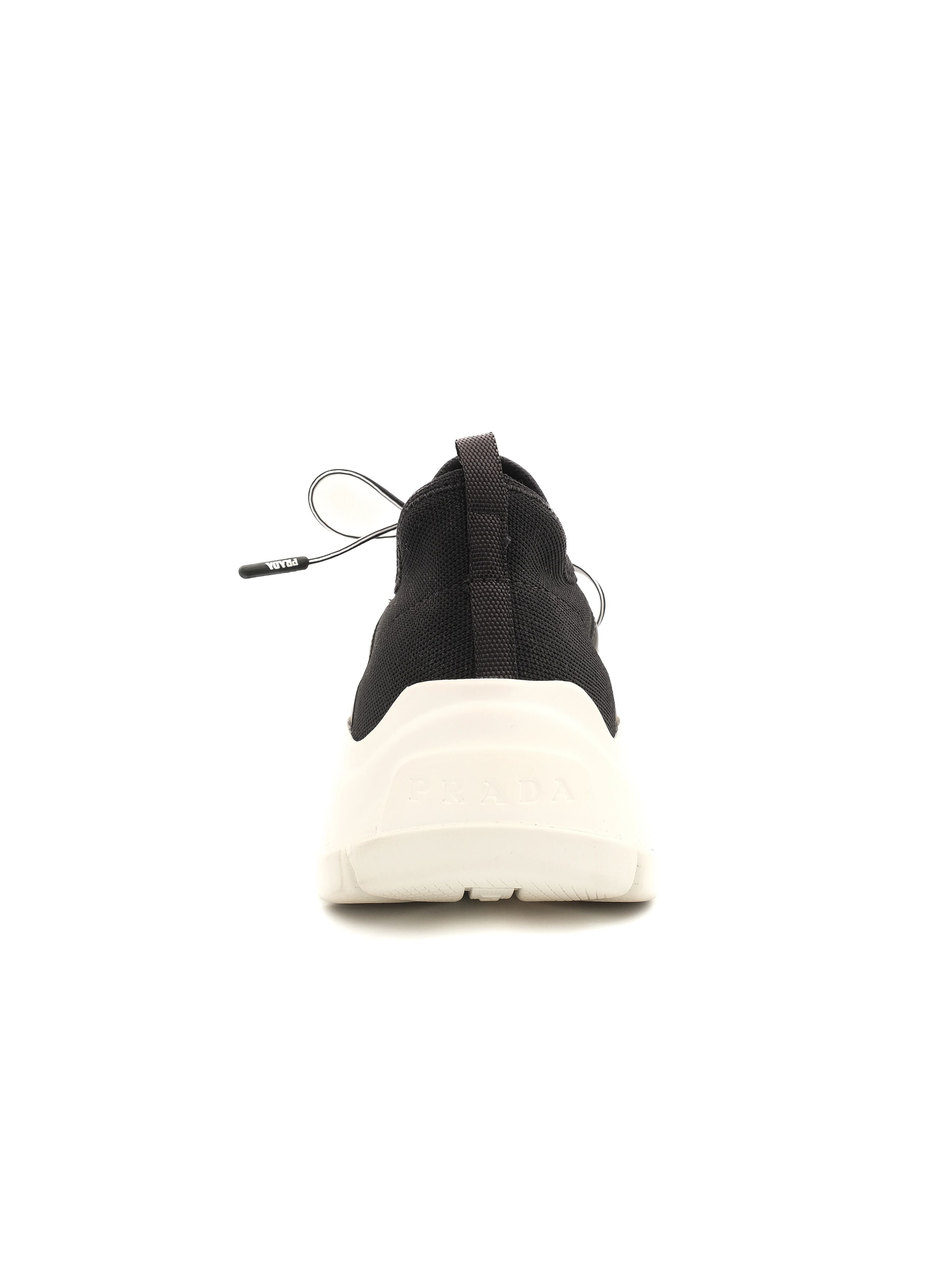 Excellent Prada Black Textile Sneakers Size 37 with White Soles