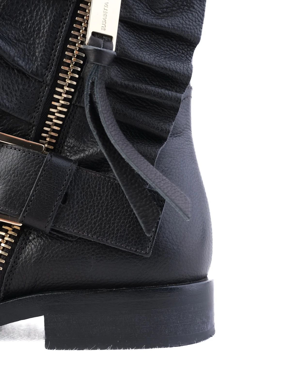 Excellent Elisabetta Franchi Black Leather Ankle Boots Size 36