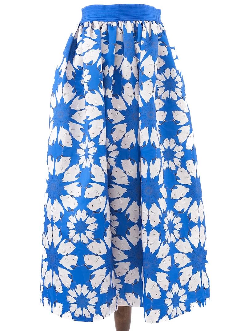 Alice+Olivia Floral Patterned Skirt Blue Size S Excellent Condition