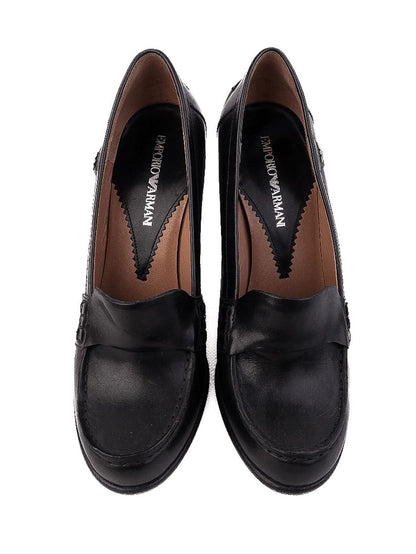 Excellent Emporio Armani Black Leather Loafer-Style Pumps Size 38