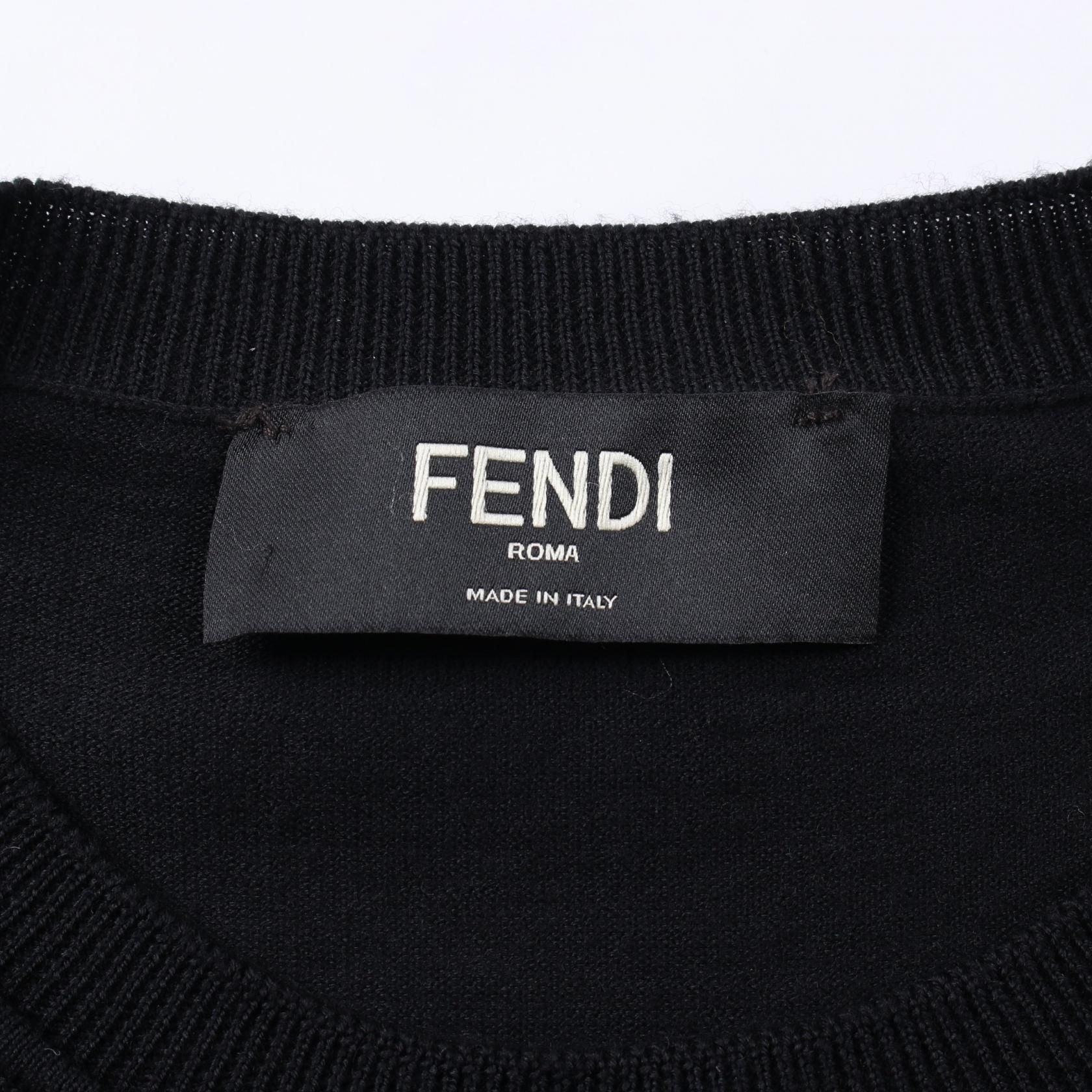 Fendi Zucca Knit Sweater Fzz 426 A 4xh Wool Black Brown Mens 44