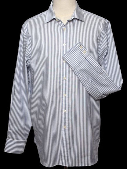 Chester Blue Striped Dress Shirt XL Cotton Natural Men
