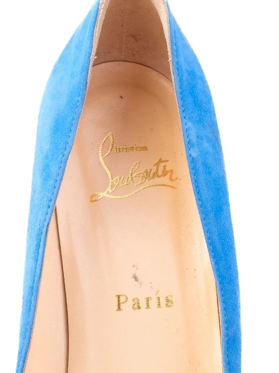 Excellent Christian Louboutin Blue Leather High-Heeled Shoes Size 38