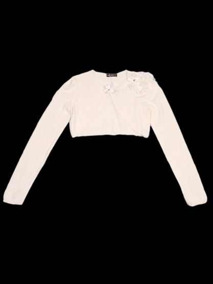 Excellent DAVID CHARLES White Cotton Kids Bolero Cardigan Size 4