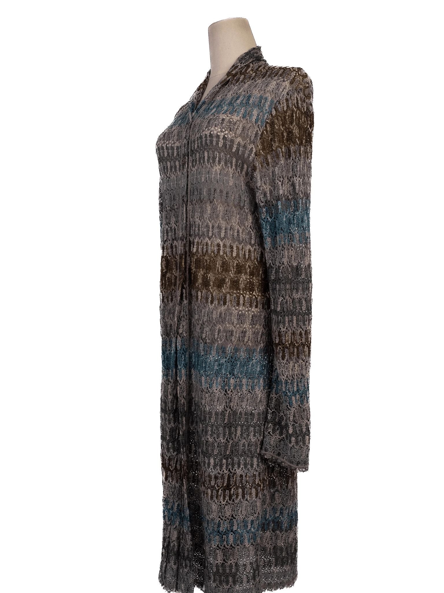 Average Missoni Blue Wool Long-Sleeve Cardigan Size M Made in Italy