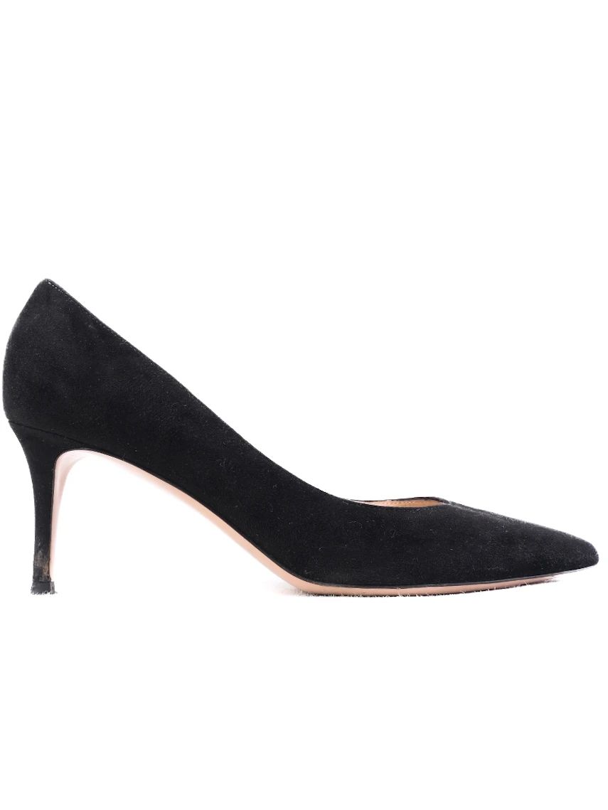 Excellent Gianvito Rossi Black Leather High Heels Size 39.5