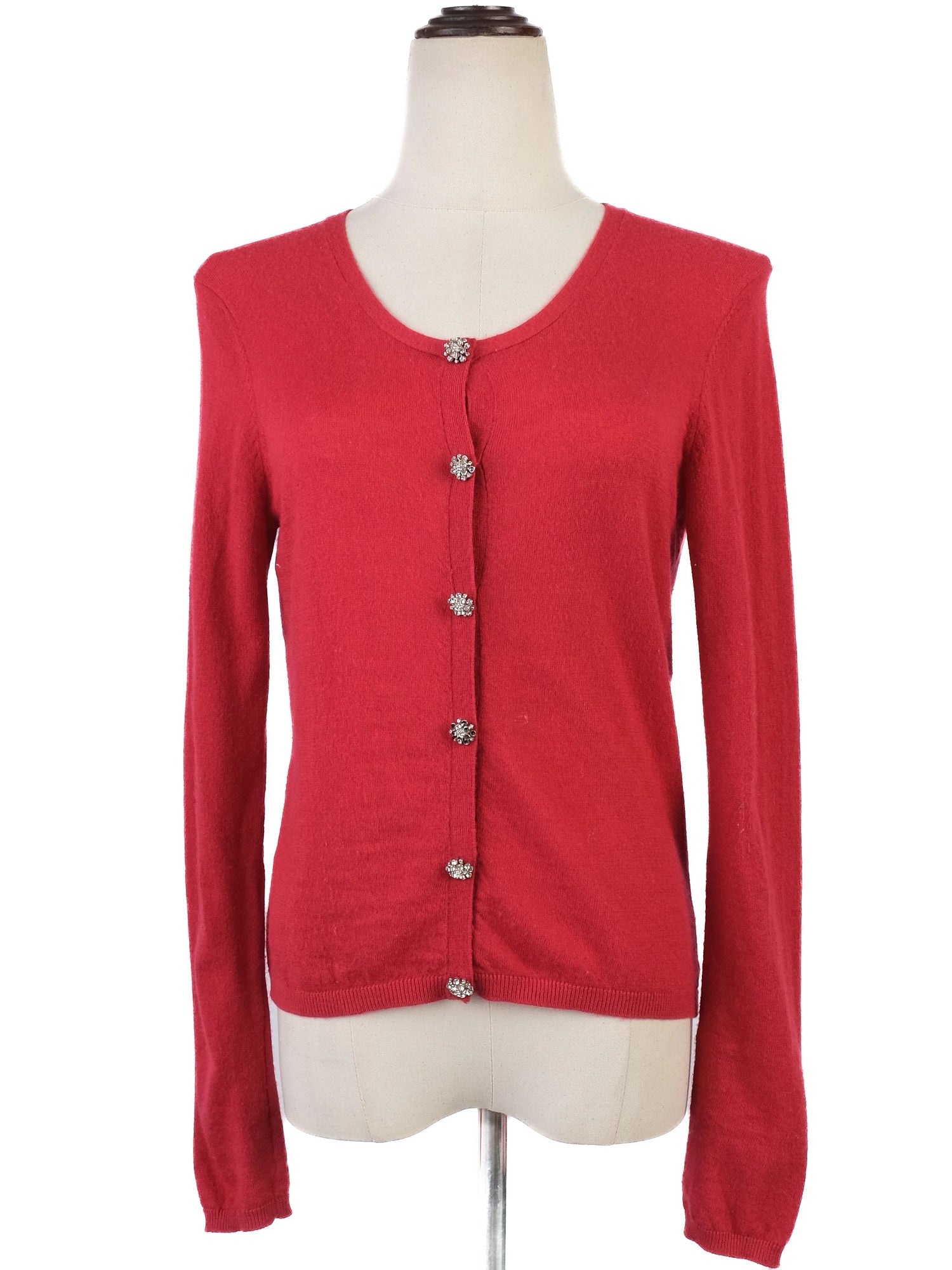 Excellent Tara Jarmon Red Cashmere Cardigan Size M