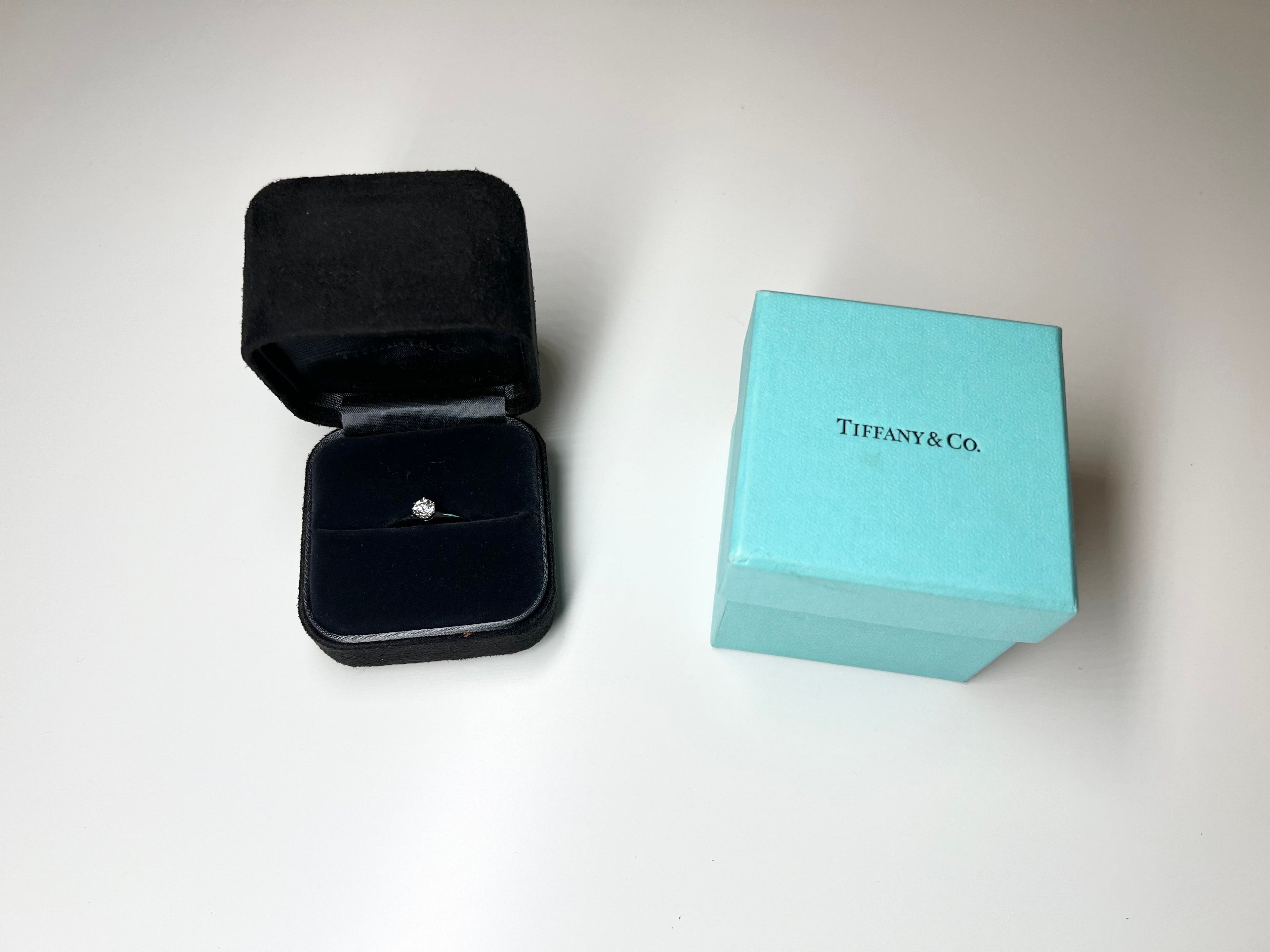 Tiffany &amp; Co. Solitaire Diamond Ring Pt950 4.6g 0.44