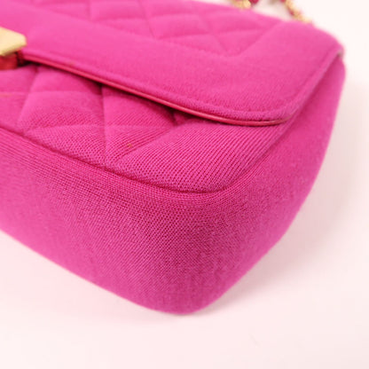 Chanel Pink Cotton/cowhide Leather Shoulder Bag Golden Shoulder Bag Powder Red Shoulder Bag Cotton Calfskin (cowhide)