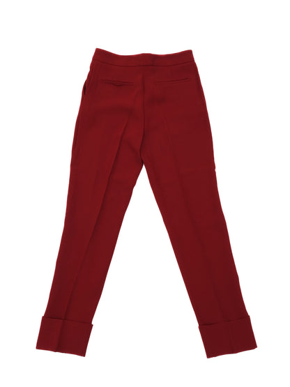 Excellent Elie Saab Red Silk Peplum Blouse Size S with Bead Embellishments