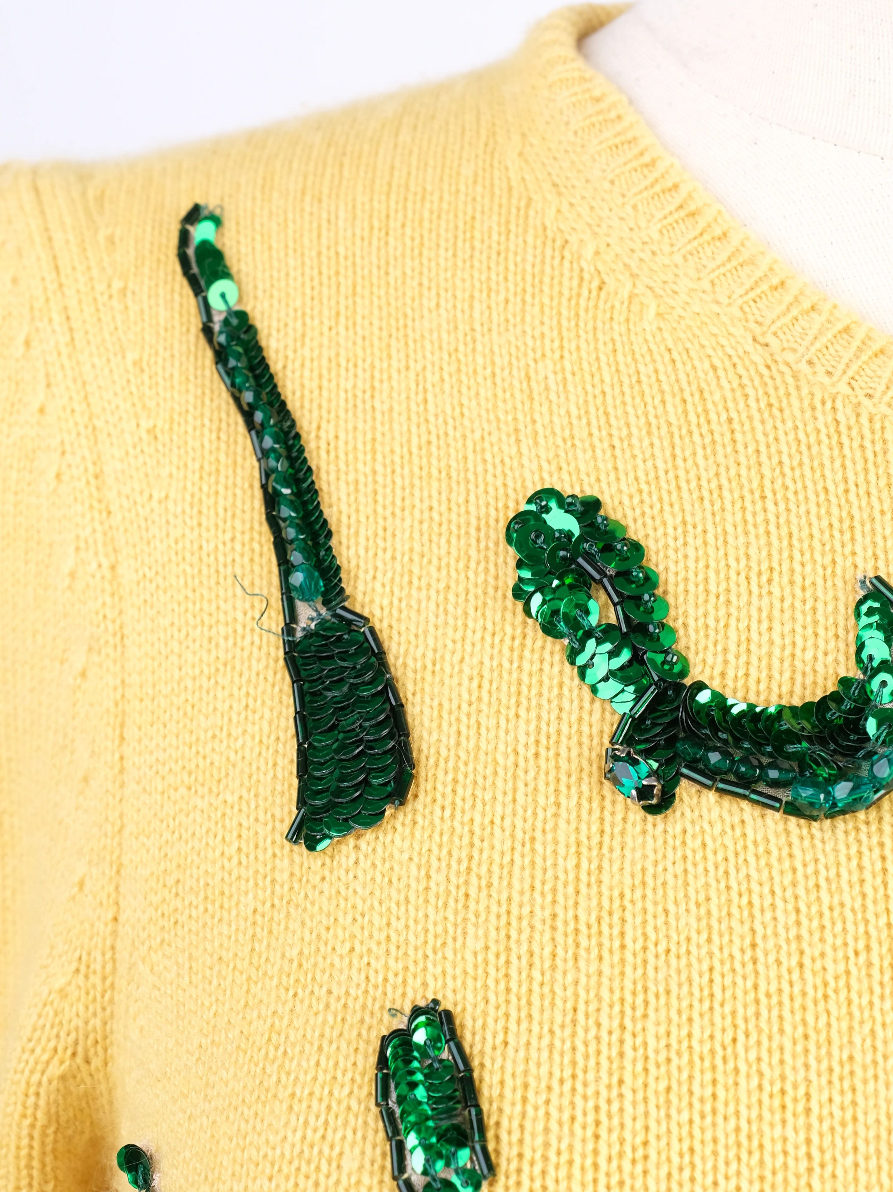 Excellent Dolce Gabbana Yellow Cashmere Sweater Size XS