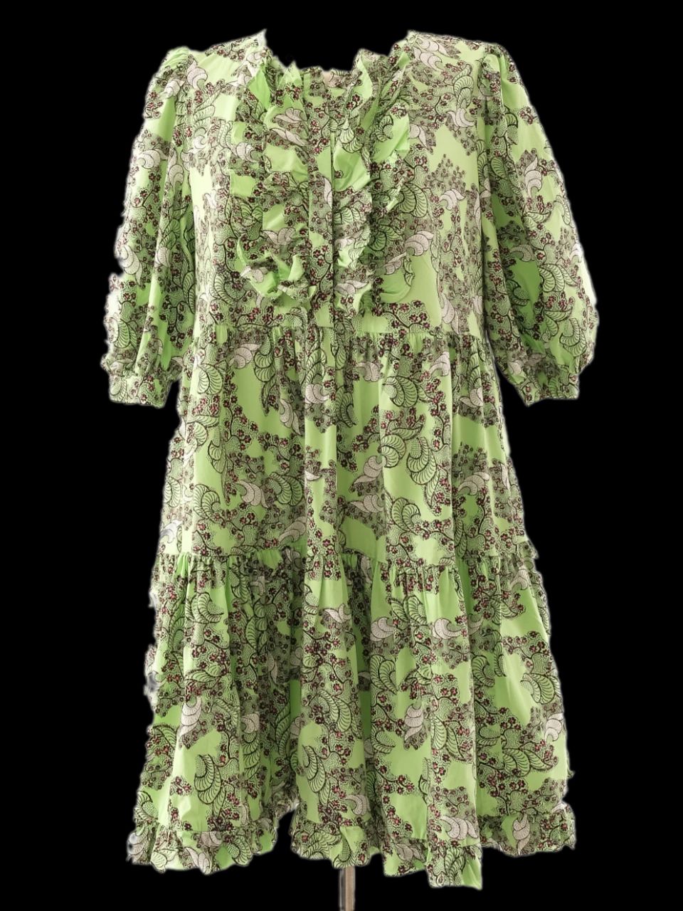 Excellent Diane von Furstenberg Green Floral Dress Size M
