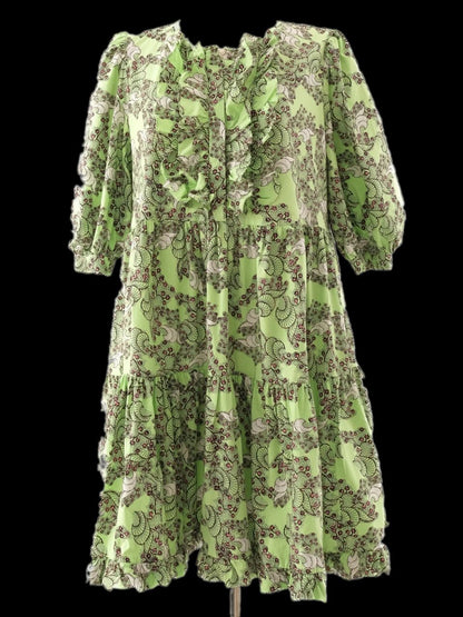 Excellent Diane von Furstenberg Green Floral Dress Size M