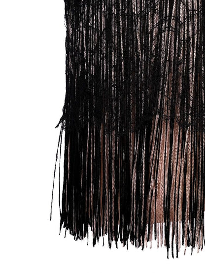 Elisabetta Franchi Black Lace Dress Size M with Floral Patterns