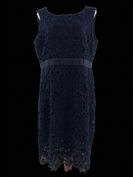 Excellent Gerard Darel Blue Lace Dress Size XXL Floral Pattern