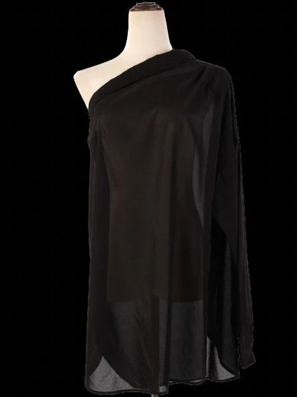 Excellent Haider Ackermann Black Sheer One-Shoulder Top Size M
