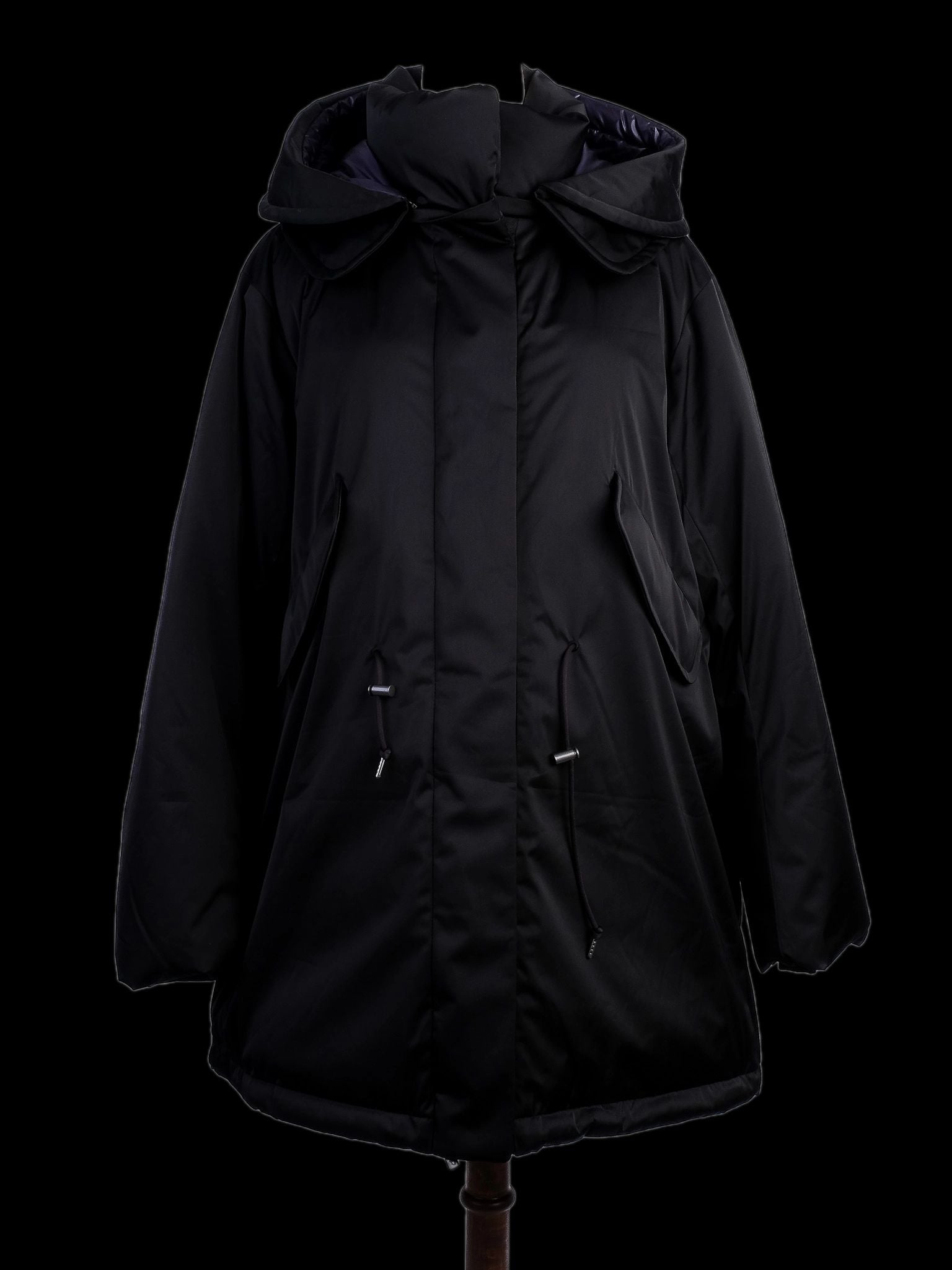 Excellent +J Black Puffer Jacket with Hood for Women - Polyester