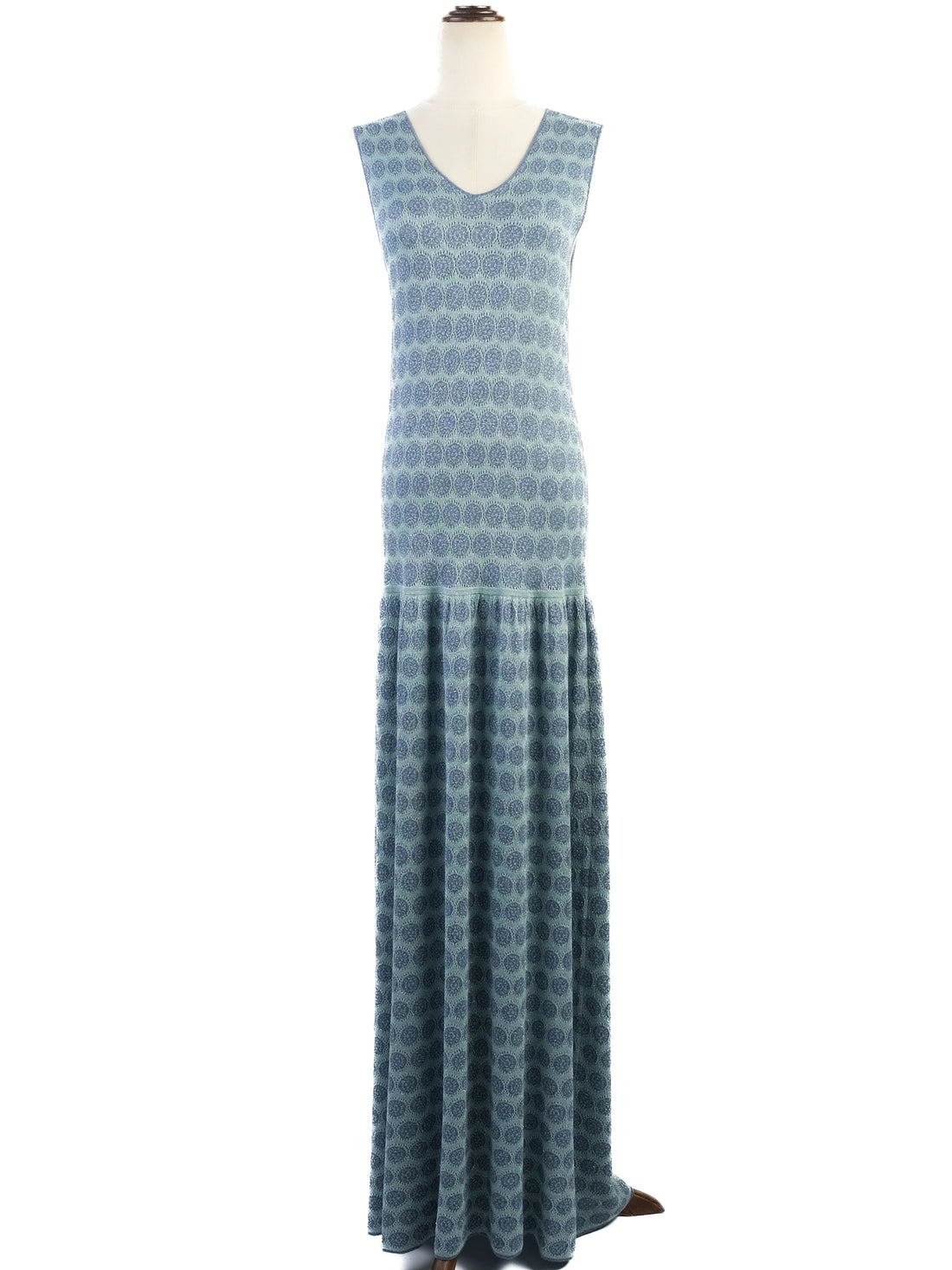 Excellent Stefanel Blue Maxi Dress Combined Viscose Size M