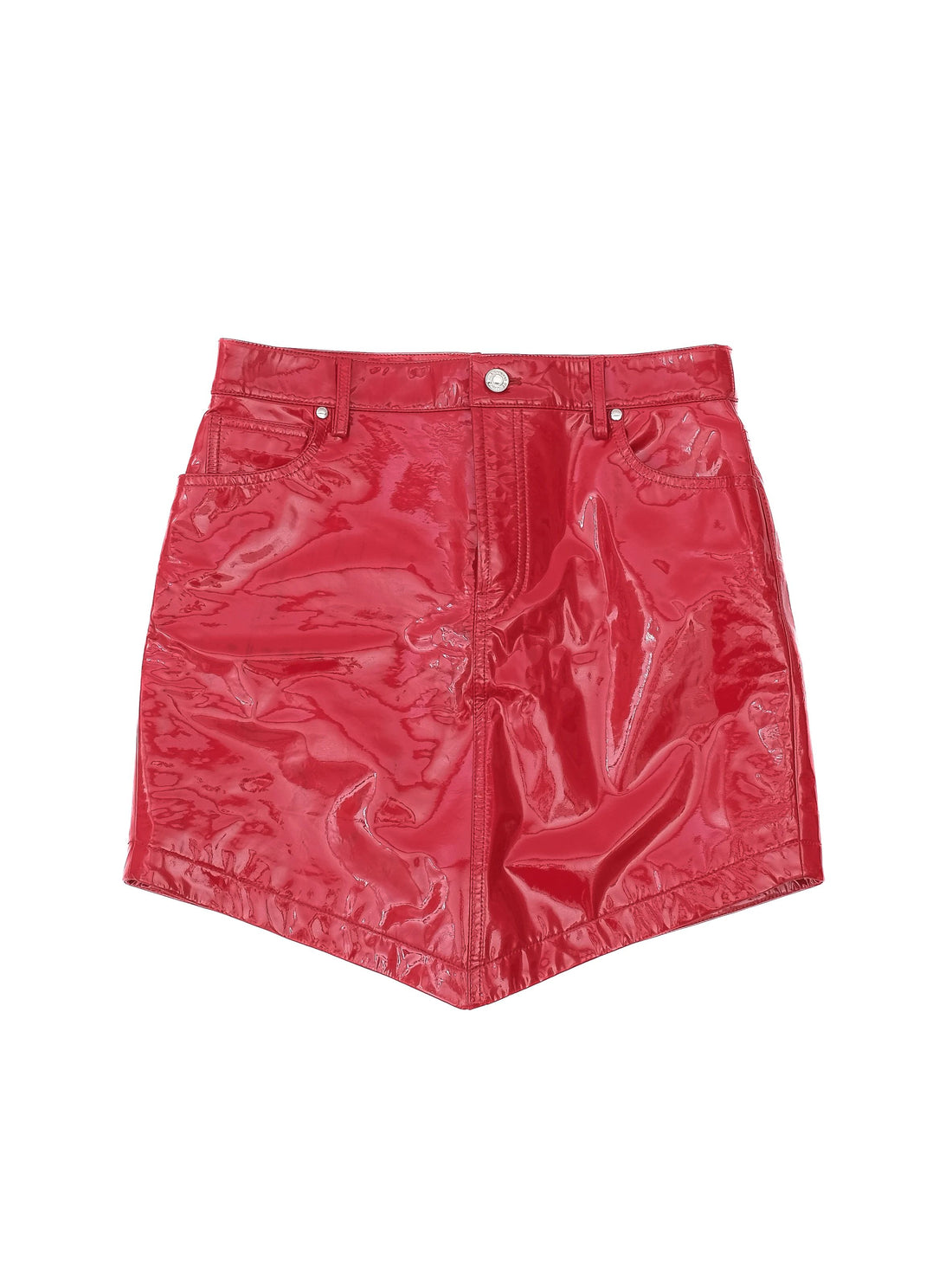 Excellent Alexandre Vauthier Red Mini Skirt Leather with Pockets