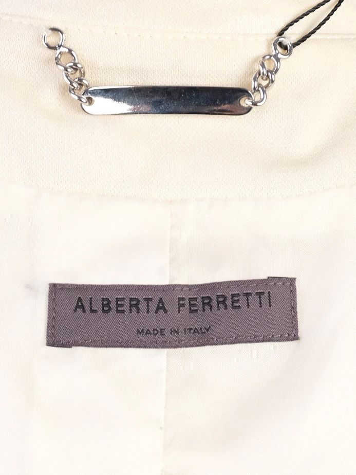 Excellent Alberta Ferretti White Pleated Blouse Size S Viscose