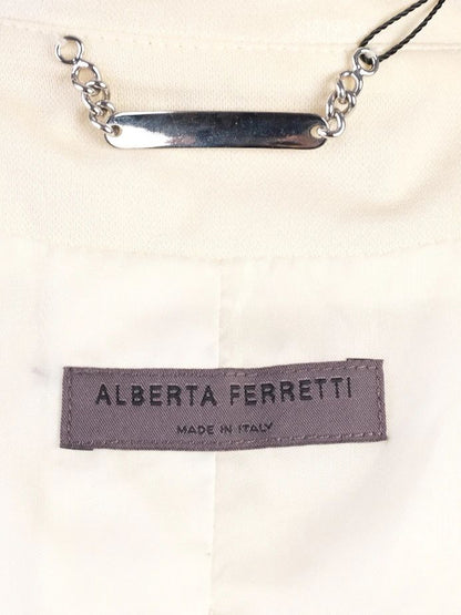 Excellent Alberta Ferretti White Pleated Blouse Size S Viscose