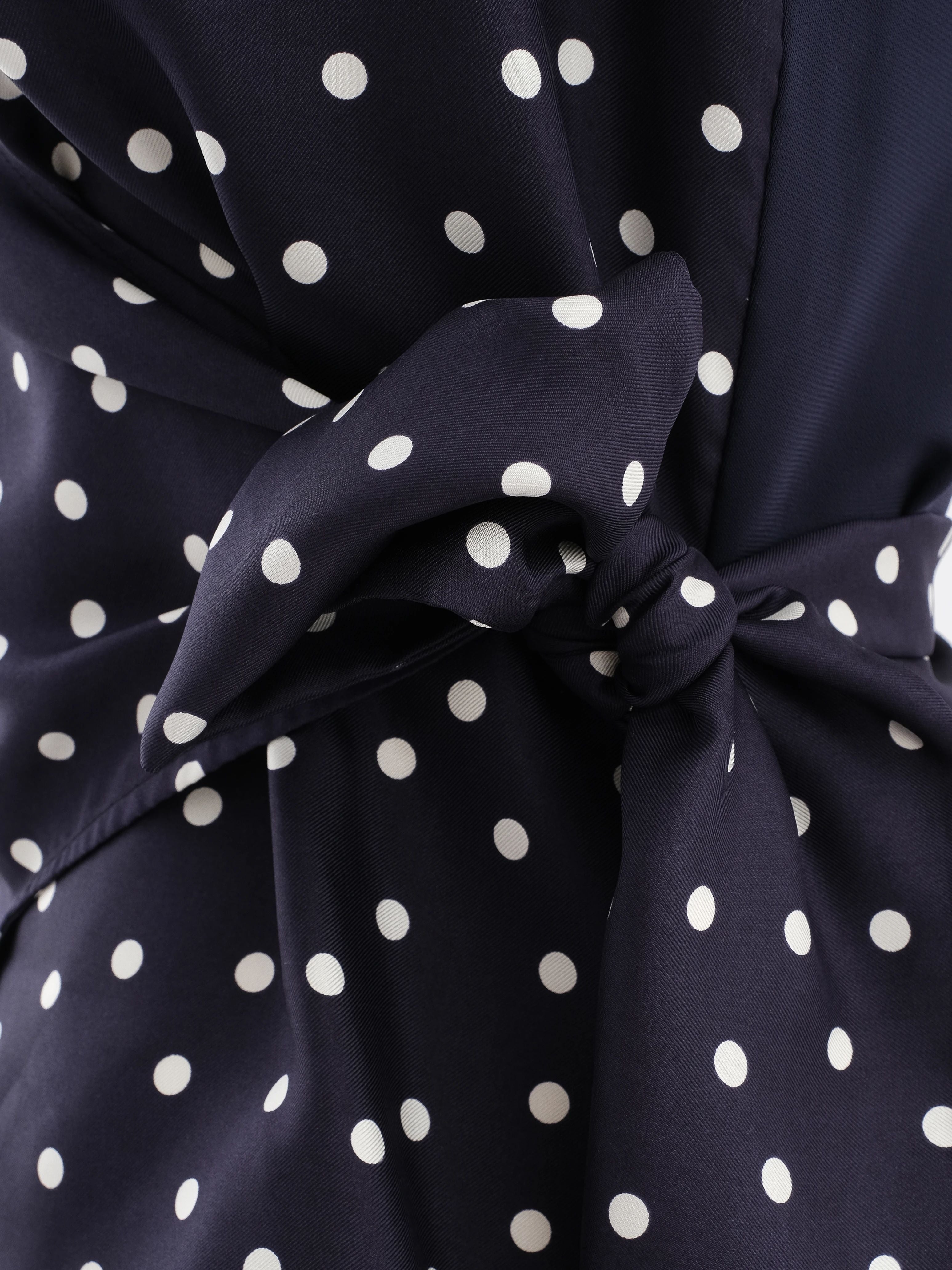 Max Mara Blue Wrap Top Women Size S Polka Dot Viscose Excellent