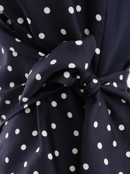 Max Mara Blue Wrap Top Women Size S Polka Dot Viscose Excellent